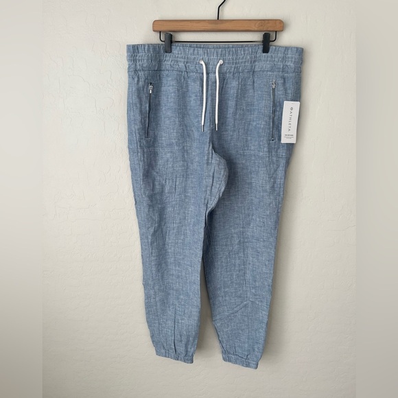 NWT Athleta Cabo linen joggers chambray blue 16 - Picture 4 of 10